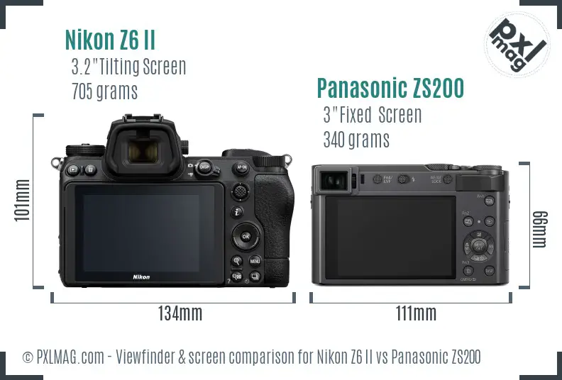 Nikon Z6 II vs Panasonic ZS200 Screen and Viewfinder comparison