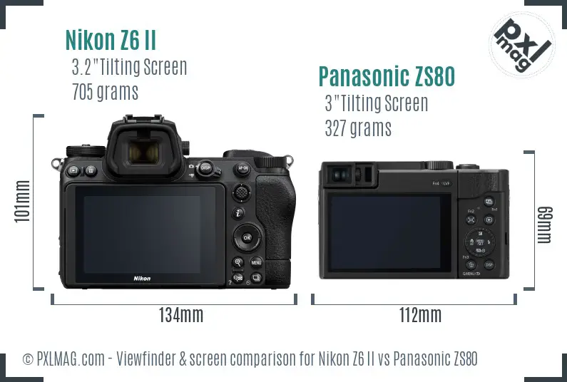 Nikon Z6 II vs Panasonic ZS80 Screen and Viewfinder comparison