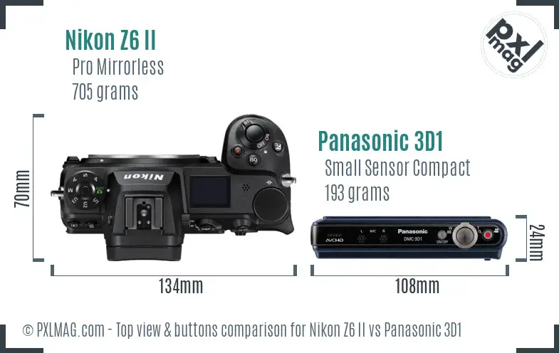 Nikon Z6 II vs Panasonic 3D1 top view buttons comparison