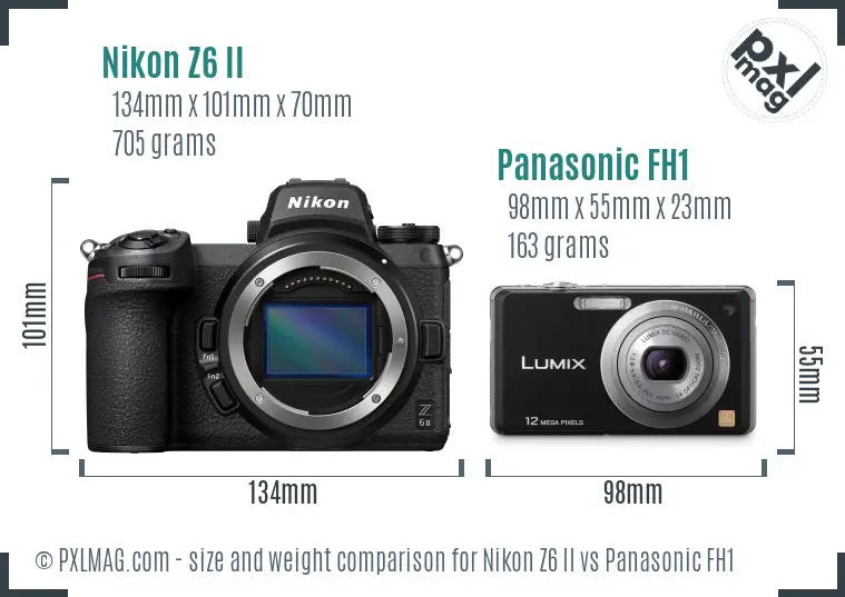 Nikon Z6 II vs Panasonic FH1 size comparison