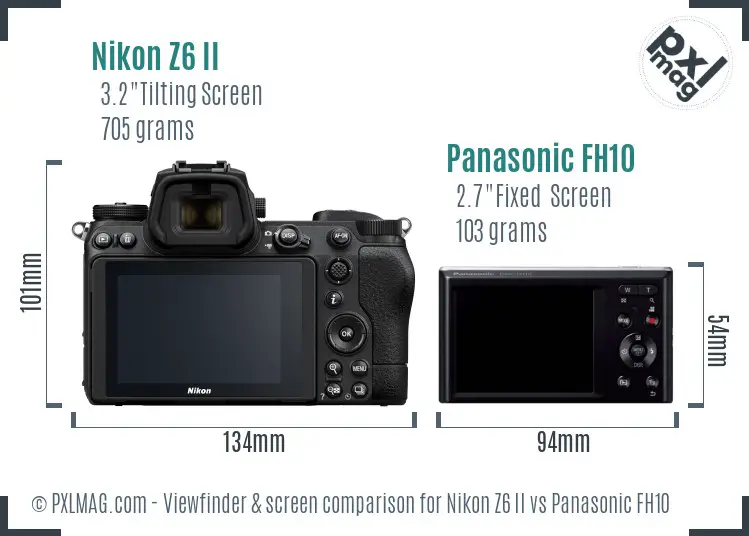 Nikon Z6 II vs Panasonic FH10 Screen and Viewfinder comparison