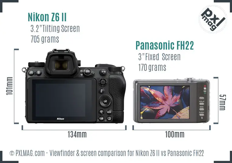 Nikon Z6 II vs Panasonic FH22 Screen and Viewfinder comparison