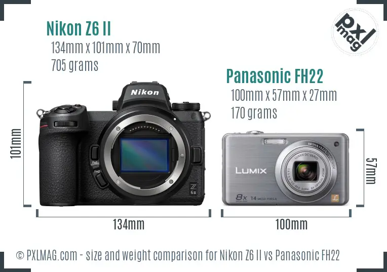 Nikon Z6 II vs Panasonic FH22 size comparison