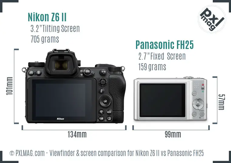 Nikon Z6 II vs Panasonic FH25 Screen and Viewfinder comparison
