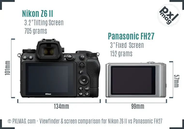 Nikon Z6 II vs Panasonic FH27 Screen and Viewfinder comparison