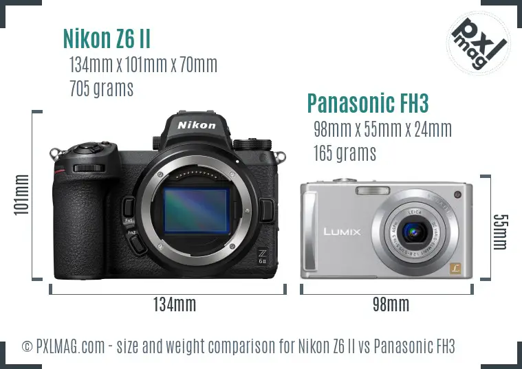 Nikon Z6 II vs Panasonic FH3 size comparison