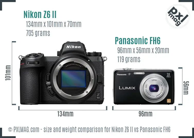 Nikon Z6 II vs Panasonic FH6 size comparison