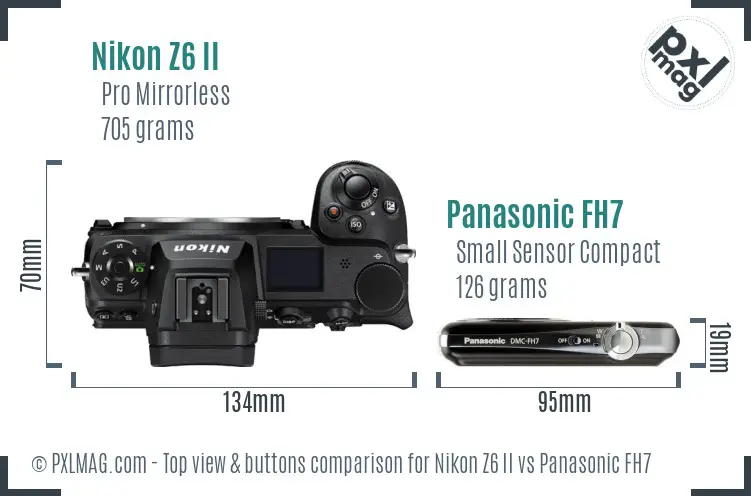 Nikon Z6 II vs Panasonic FH7 top view buttons comparison