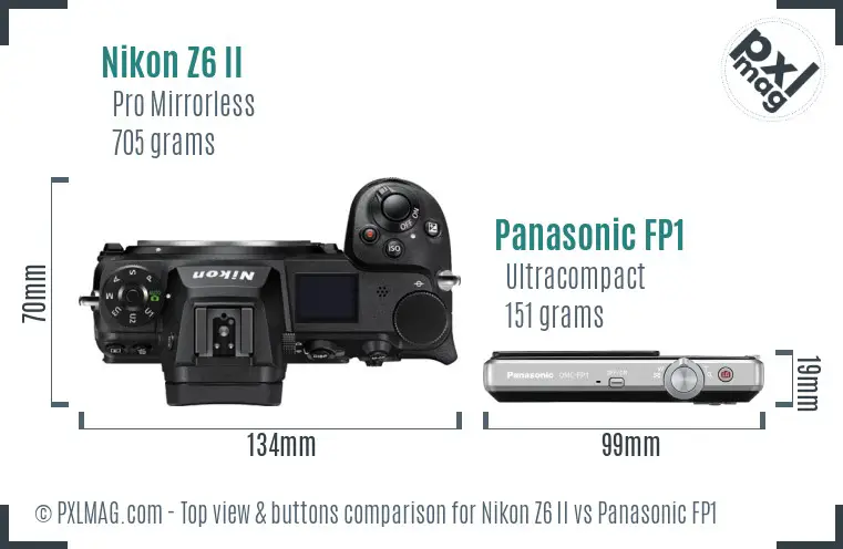 Nikon Z6 II vs Panasonic FP1 top view buttons comparison