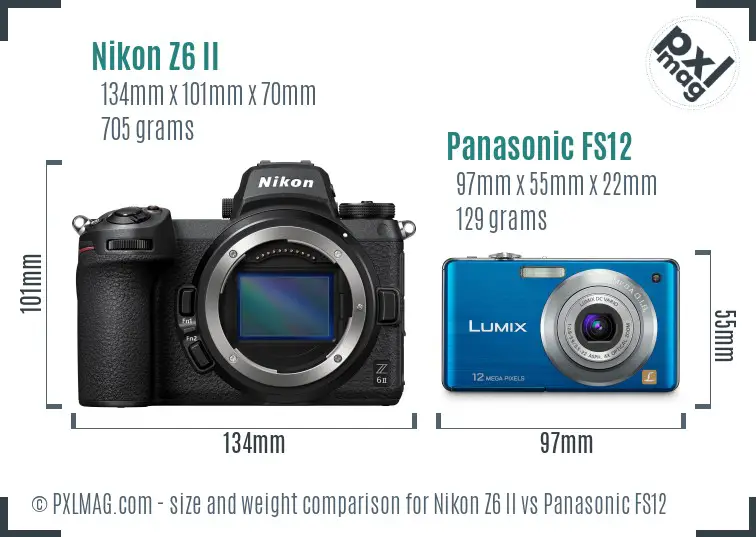 Nikon Z6 II vs Panasonic FS12 size comparison