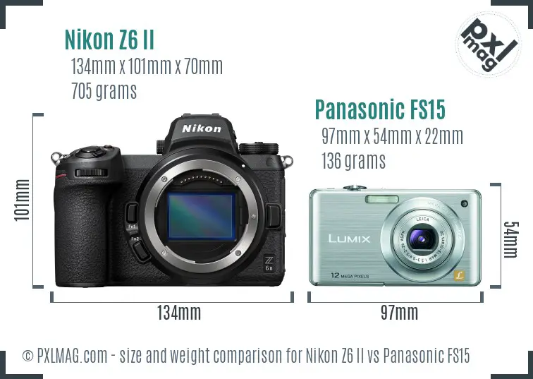 Nikon Z6 II vs Panasonic FS15 size comparison