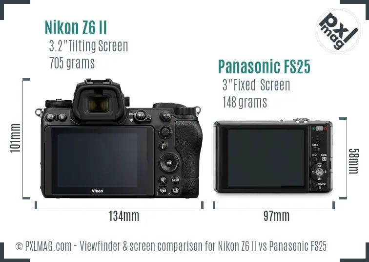 Nikon Z6 II vs Panasonic FS25 Screen and Viewfinder comparison