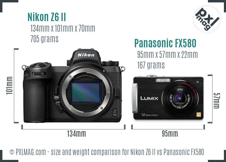 Nikon Z6 II vs Panasonic FX580 size comparison