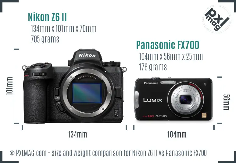 Nikon Z6 II vs Panasonic FX700 size comparison