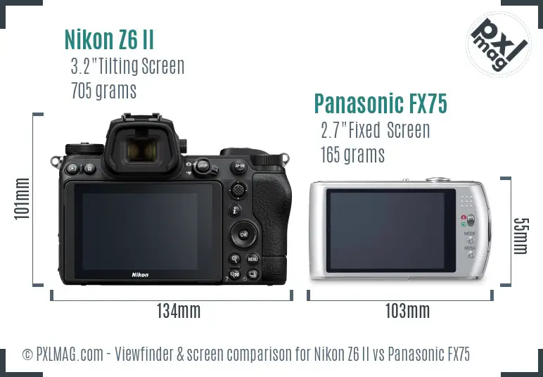 Nikon Z6 II vs Panasonic FX75 Screen and Viewfinder comparison