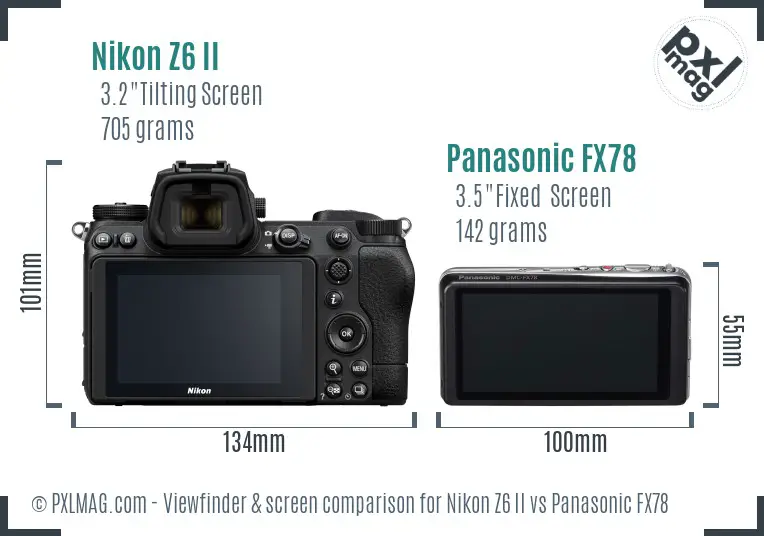 Nikon Z6 II vs Panasonic FX78 Screen and Viewfinder comparison