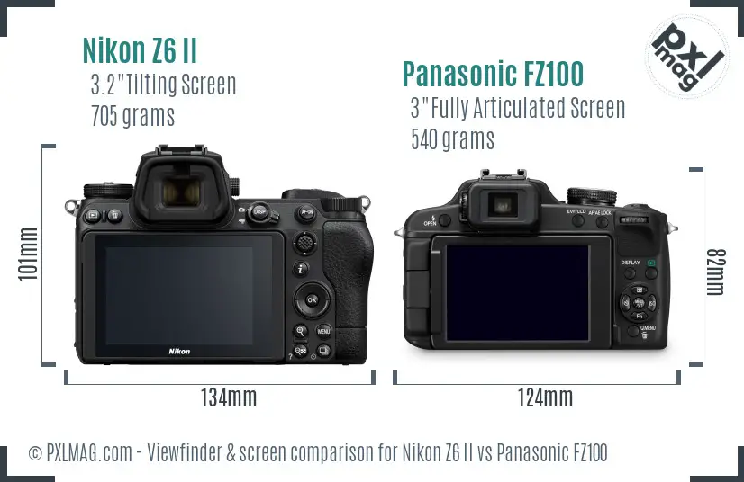 Nikon Z6 II vs Panasonic FZ100 Screen and Viewfinder comparison