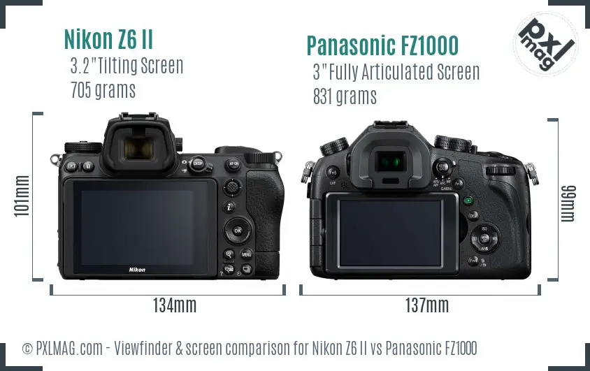 Nikon Z6 II vs Panasonic FZ1000 Screen and Viewfinder comparison