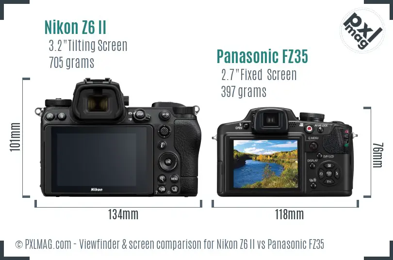 Nikon Z6 II vs Panasonic FZ35 Screen and Viewfinder comparison