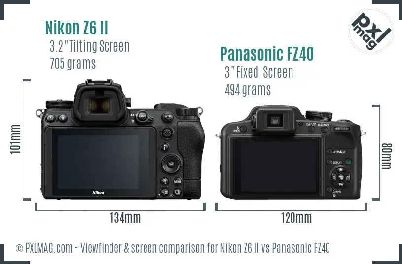 Nikon Z6 II vs Panasonic FZ40 Screen and Viewfinder comparison