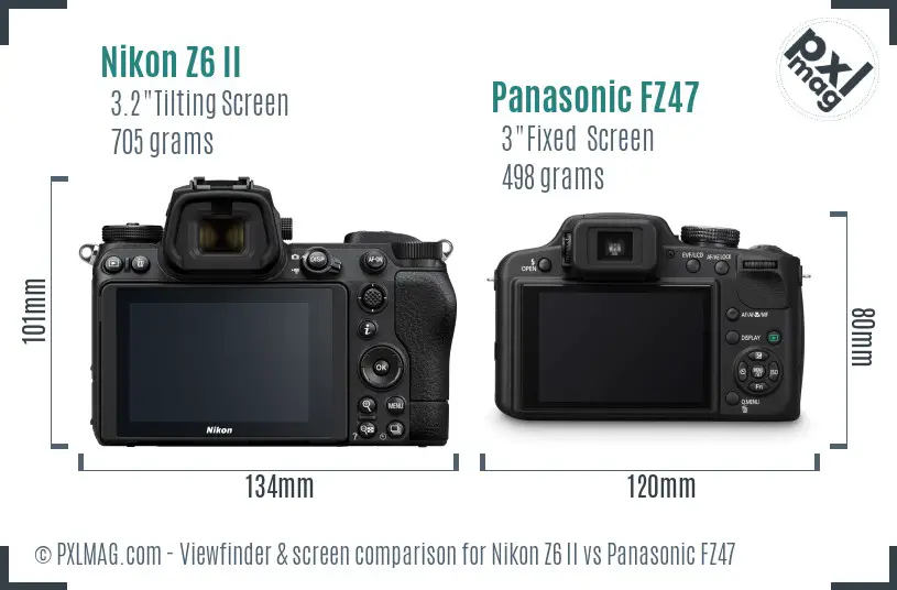 Nikon Z6 II vs Panasonic FZ47 Screen and Viewfinder comparison