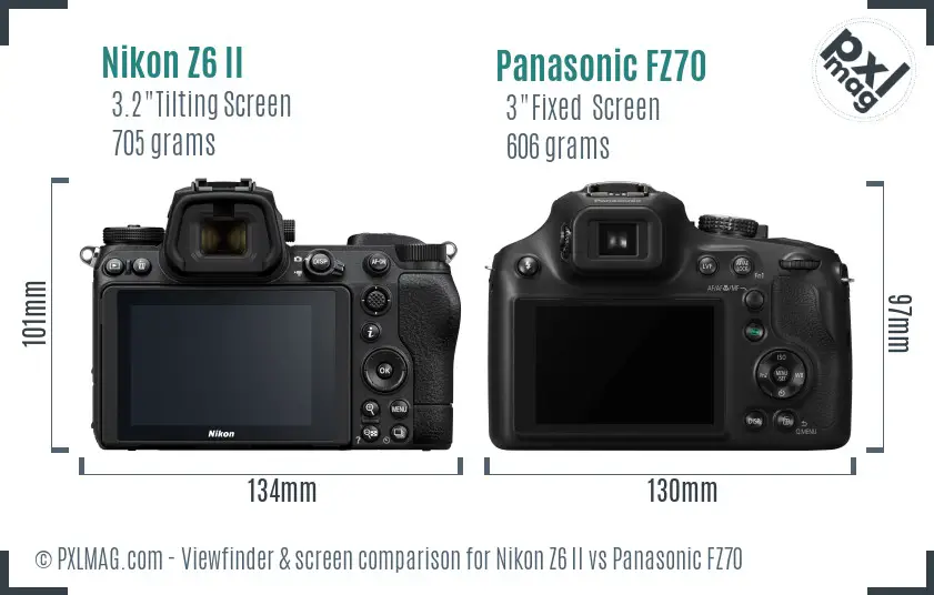 Nikon Z6 II vs Panasonic FZ70 Screen and Viewfinder comparison