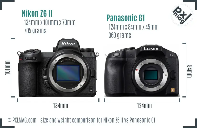 Nikon Z6 II vs Panasonic G1 size comparison