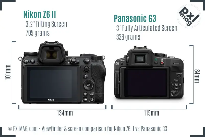 Nikon Z6 II vs Panasonic G3 Screen and Viewfinder comparison