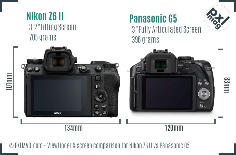 Nikon Z6 II vs Panasonic G5 Screen and Viewfinder comparison