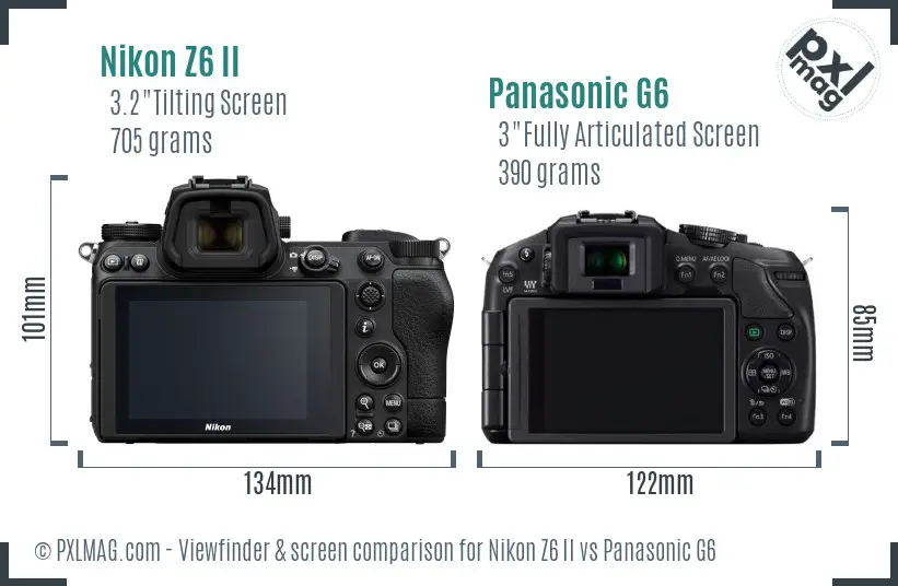 Nikon Z6 II vs Panasonic G6 Screen and Viewfinder comparison