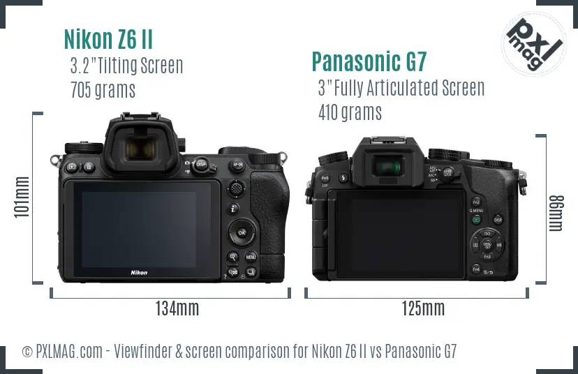 Nikon Z6 II vs Panasonic G7 Screen and Viewfinder comparison
