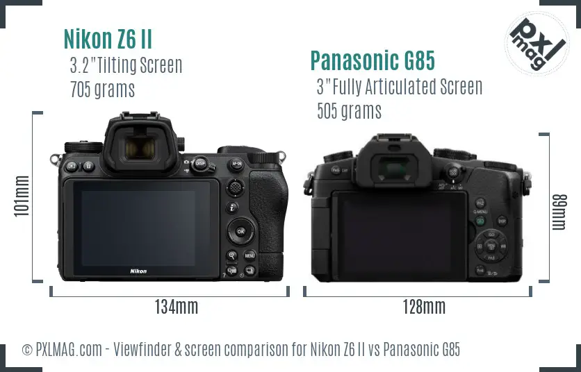 Nikon Z6 II vs Panasonic G85 Screen and Viewfinder comparison