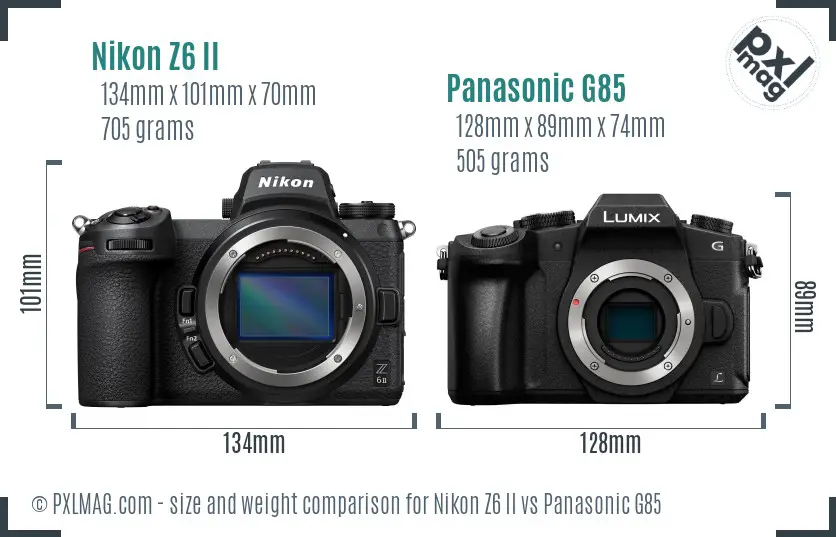 Nikon Z6 II vs Panasonic G85 size comparison