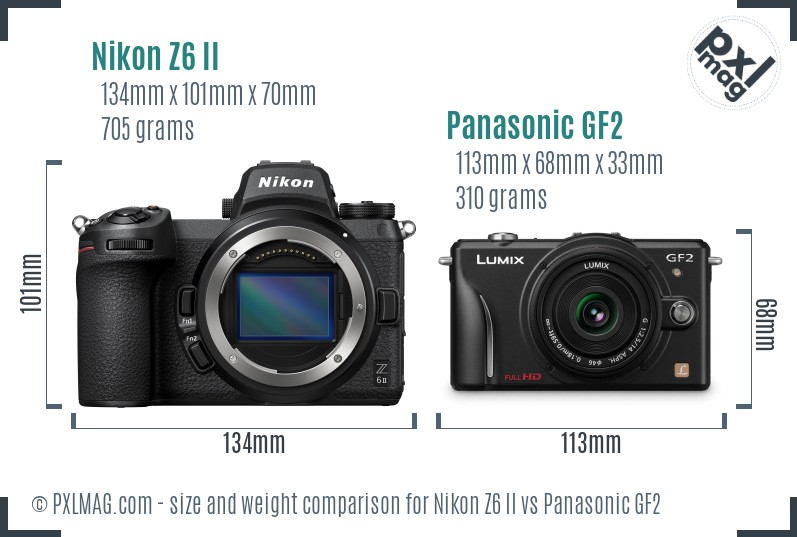 Nikon Z6 II vs Panasonic GF2 size comparison