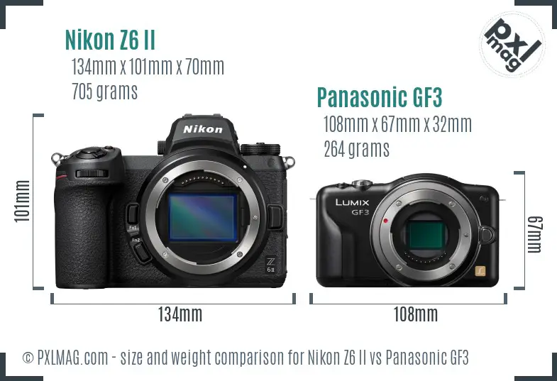 Nikon Z6 II vs Panasonic GF3 size comparison