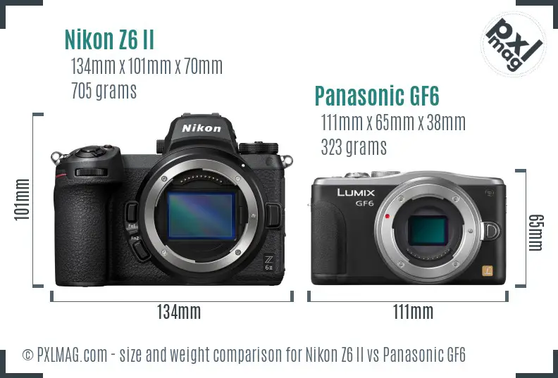 Nikon Z6 II vs Panasonic GF6 size comparison