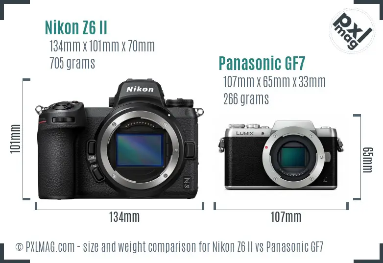 Nikon Z6 II vs Panasonic GF7 size comparison
