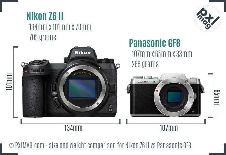 Nikon Z6 II vs Panasonic GF8 size comparison