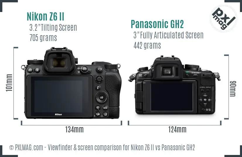 Nikon Z6 II vs Panasonic GH2 Screen and Viewfinder comparison