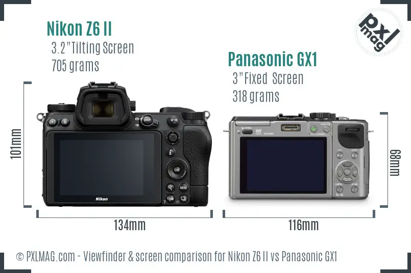 Nikon Z6 II vs Panasonic GX1 Screen and Viewfinder comparison