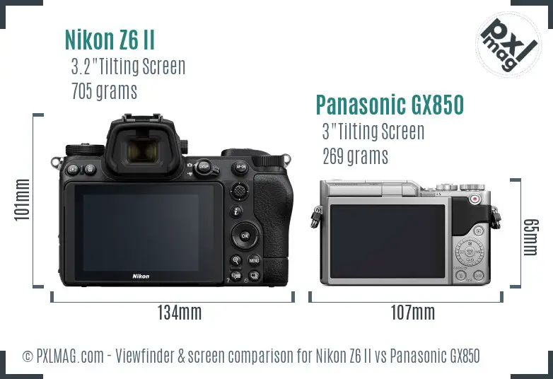 Nikon Z6 II vs Panasonic GX850 Screen and Viewfinder comparison