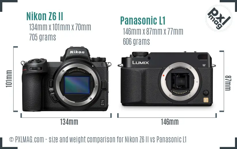 Nikon Z6 II vs Panasonic L1 size comparison