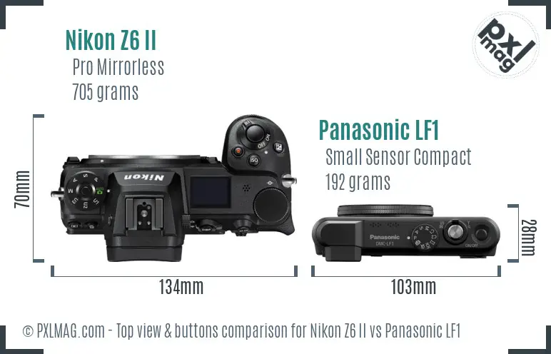Nikon Z6 II vs Panasonic LF1 top view buttons comparison