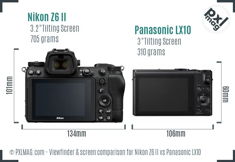 Nikon Z6 II vs Panasonic LX10 Screen and Viewfinder comparison