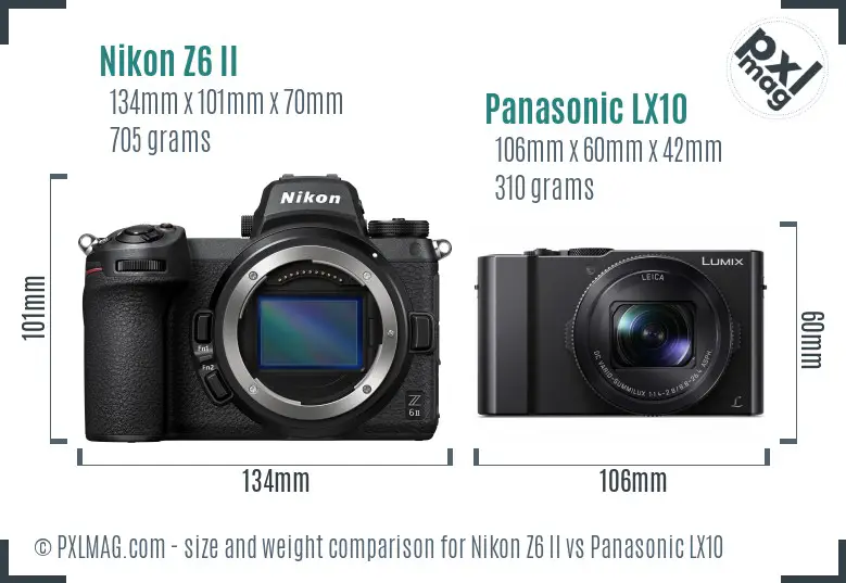 Nikon Z6 II vs Panasonic LX10 size comparison