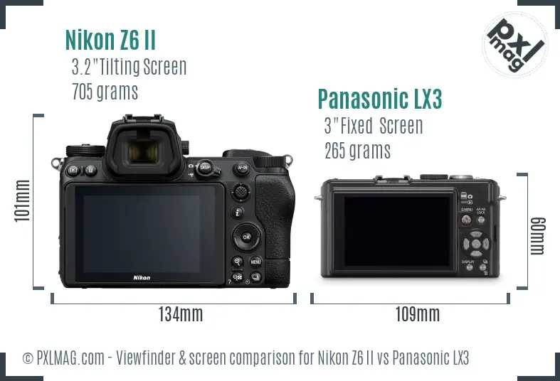 Nikon Z6 II vs Panasonic LX3 Screen and Viewfinder comparison