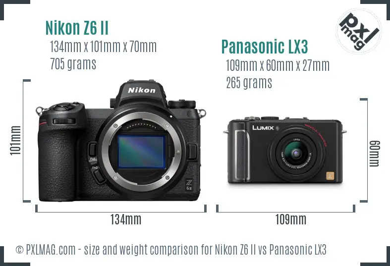 Nikon Z6 II vs Panasonic LX3 size comparison Nikon Z6 II vs Panasonic LX3 size comparison