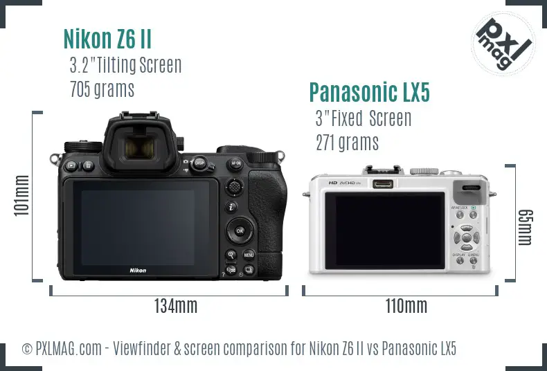 Nikon Z6 II vs Panasonic LX5 Screen and Viewfinder comparison