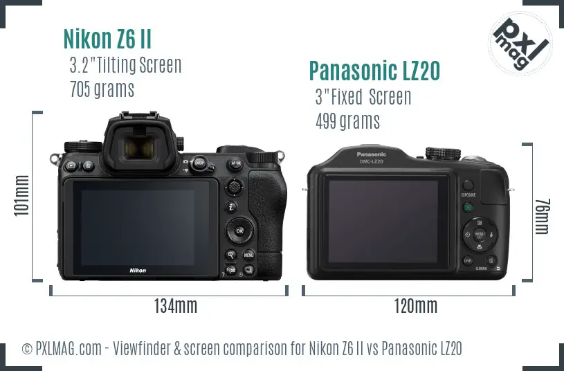 Nikon Z6 II vs Panasonic LZ20 Screen and Viewfinder comparison