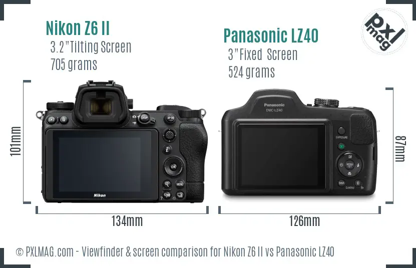 Nikon Z6 II vs Panasonic LZ40 Screen and Viewfinder comparison